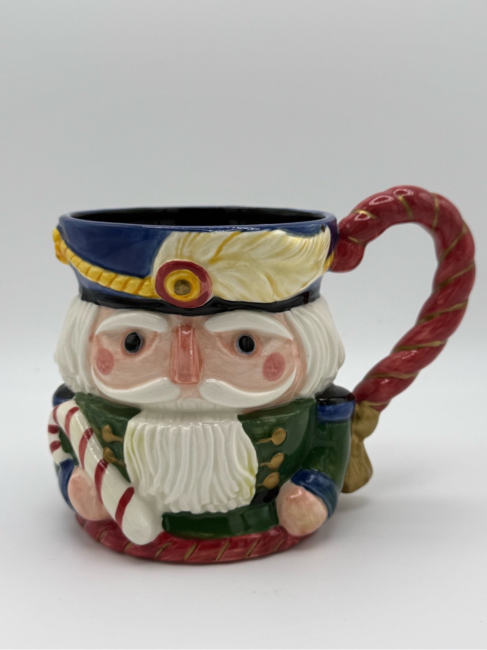 FF Vintage Holiday Nutcracker Ceramic Mug - Red, Green, Blue